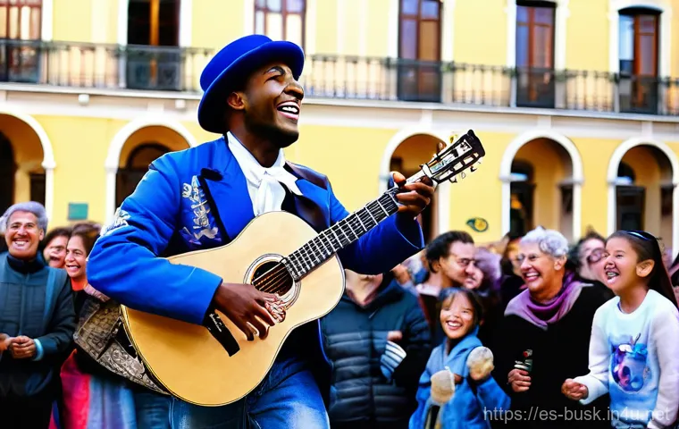 거리공연과 대화형 공연 - Prompt 1: Lively Urban Street Performers at Sunset** 거리공연과 대화형 공연 - Prompt 1: Lively Urban Street Performers at Sunset**