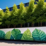 Home 10 거리공연과 환경 보호 - A vibrant, photorealistic street mural on the side of a modern building in a bustling, sunny Europea...