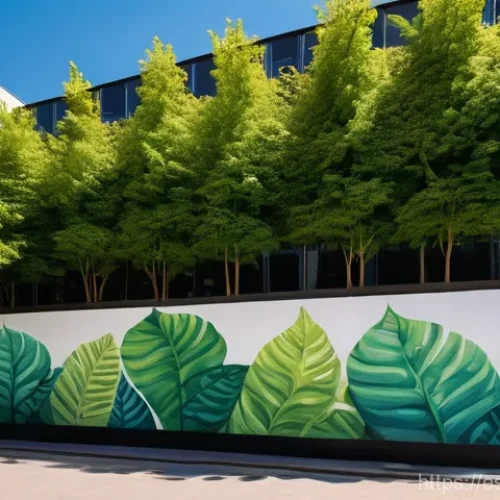 Home 22 거리공연과 환경 보호 - A vibrant, photorealistic street mural on the side of a modern building in a bustling, sunny Europea...