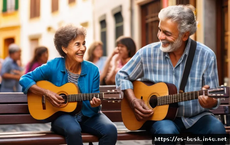 거리공연의 관람객 참여 요소 - Photorealistic lively street performance in a historic Spanish pedestrian plaza at golden hour, a sk...